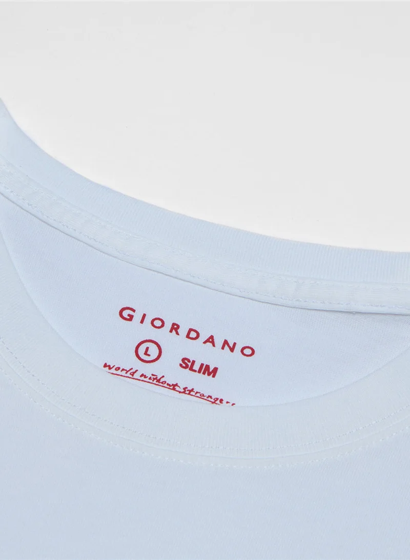 GIORDANO  Men's Slim Cotton Crew Neck CNY Print Tee for Men | Best Price UAE